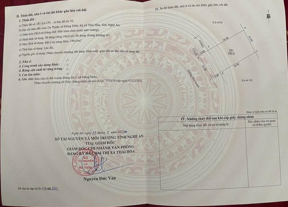 Đất nền Xóm Du Thịnh, Đông Hiếu 190m² giá 1.5 tỷ - Cơ hội đầu tư tốt!