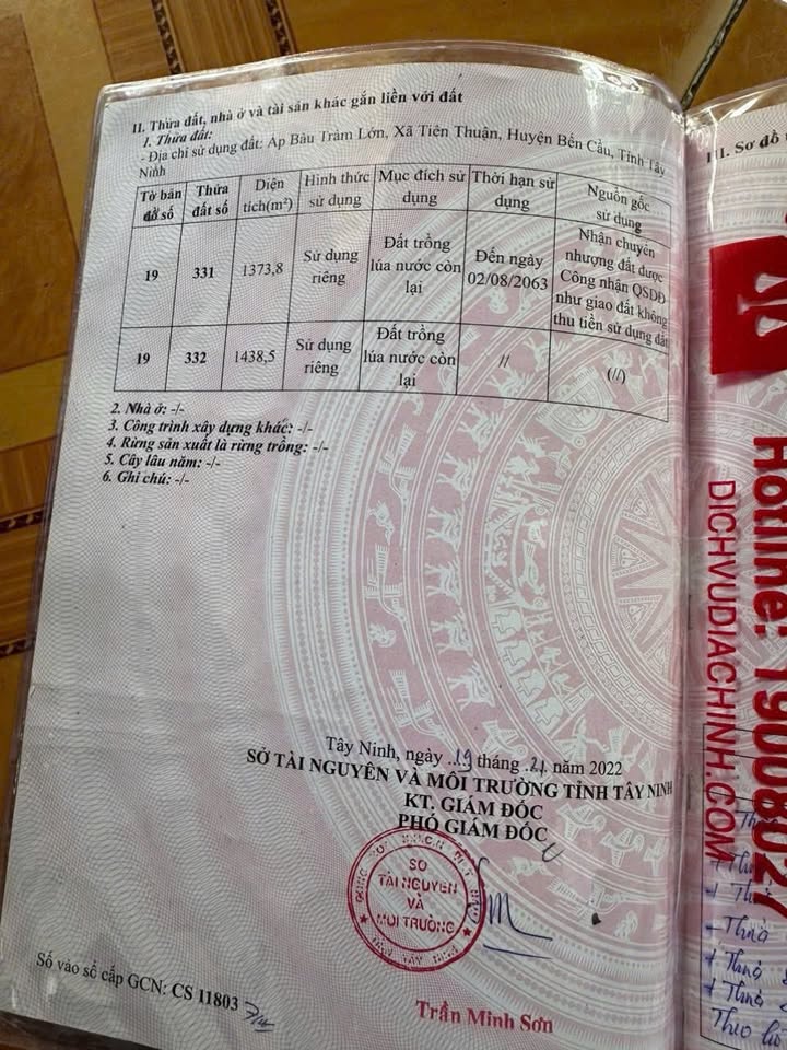 Đất nền 3000m² tại xã Tiên Thuận, huyện Bến Cầu, Tây Ninh - Giá thỏa thuận hấp dẫn!