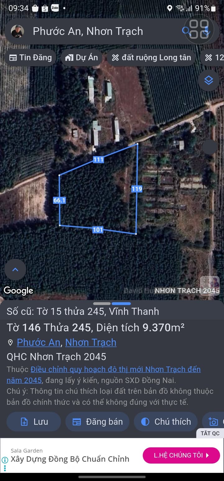 Đất Farm 9370m² Xã Vĩnh Thanh, Nhơn Trạch - Giá thỏa thuận hấp dẫn!