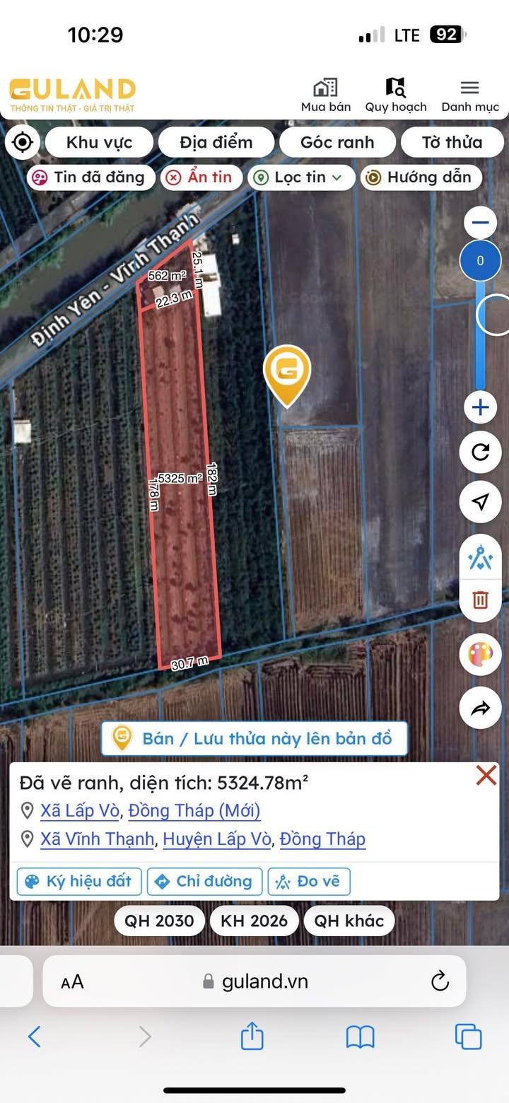 Đất nền Vĩnh Thạnh, Lấp Vò 5200m² giá 2.86 tỷ - Cơ hội đầu tư hấp dẫn!