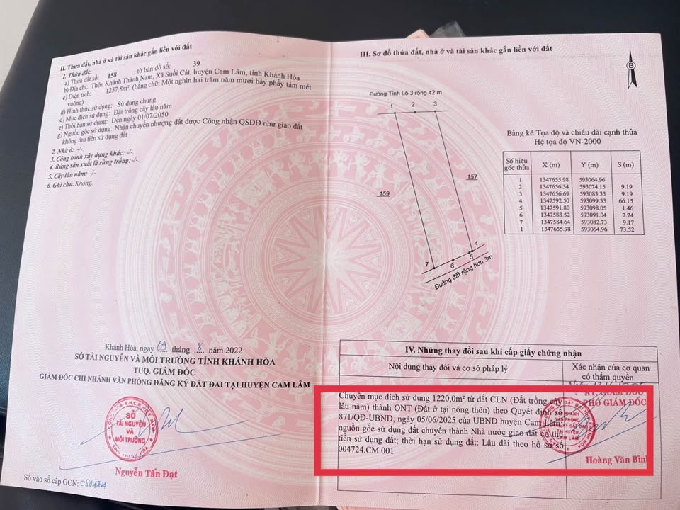 Đất mặt tiền Tỉnh Lộ 3 Nha Trang 1258m² giá 10,5 tỷ - Cơ hội đầu tư hiếm có!