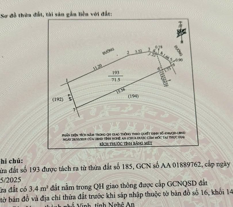 Đất nền phường Cửa Nam 72m² giá 1.7 tỷ - Đường ô tô vào thoải mái!