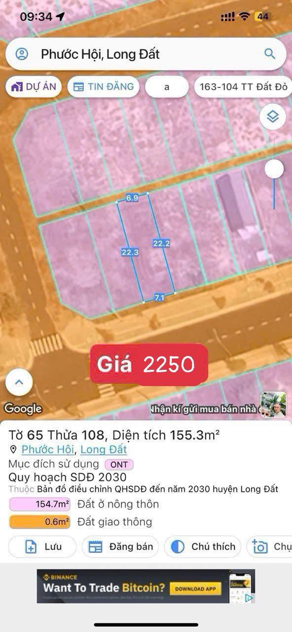 Đất nền tại Thị trấn Phước Hải, Huyện Long Đất, 154m² giá 2.25 tỷ - Sổ hồng chính chủ!