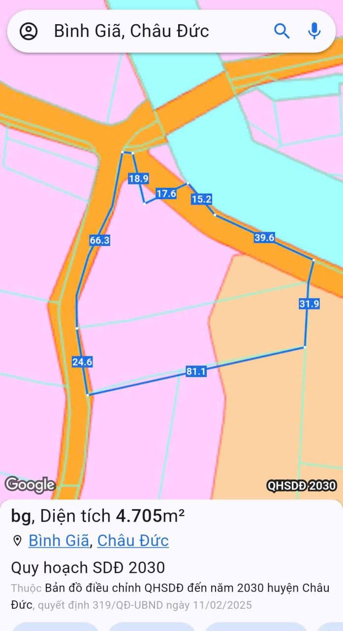 Đất sào Quảng Thành, Châu Đức 4700m² giá 4.9 tỷ - Mặt tiền đẹp, tiện ích xung quanh