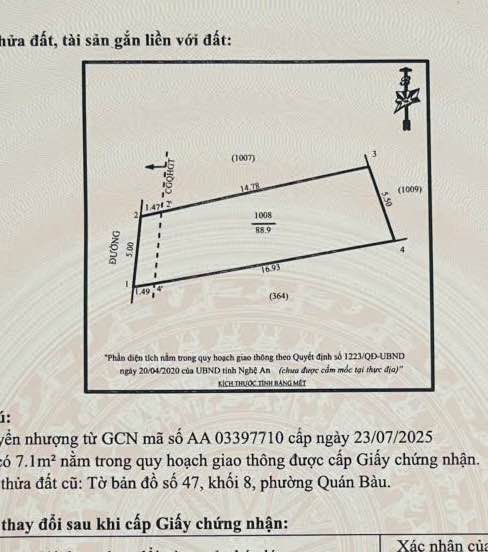 Đất Quán Bàu, Thành phố Vinh 88.9m² - Đường rộng, vị trí đẹp!