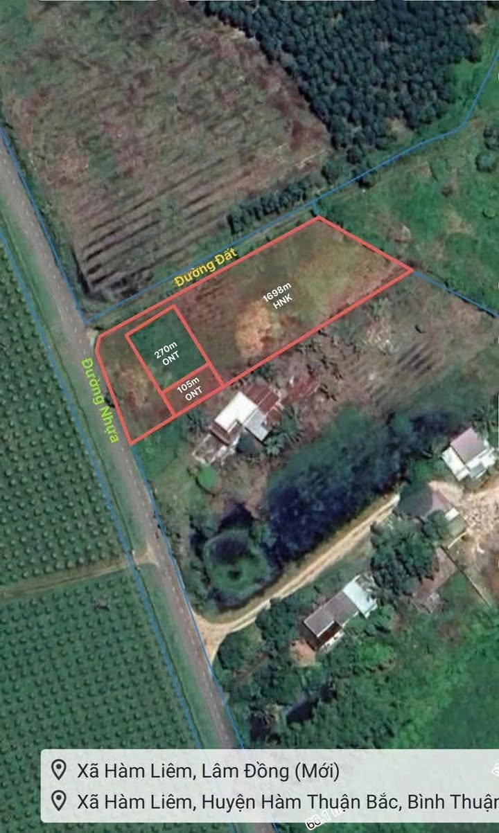 Lô đất góc 2 mặt tiền xã Hàm Liêm 2000m² giá 2 tỷ - Tiềm năng đầu tư lớn!