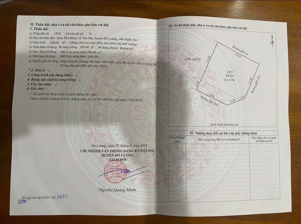 Đất lô góc xóm Phú Đình, Yên Sơn, Đô Lương 200m² giá 5 tỷ - Cơ hội đầu tư hấp dẫn!