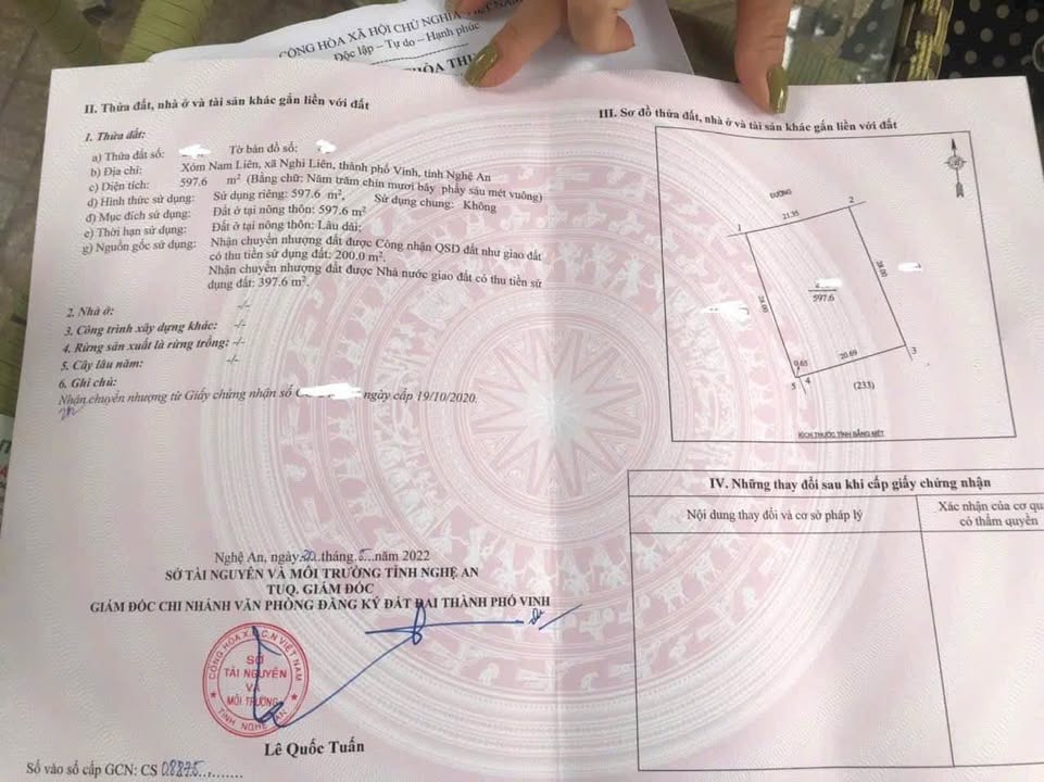 Bán đất xây nhà vườn tại Nghi Liên, 597.6m² - Tiềm năng phát triển tuyệt vời!