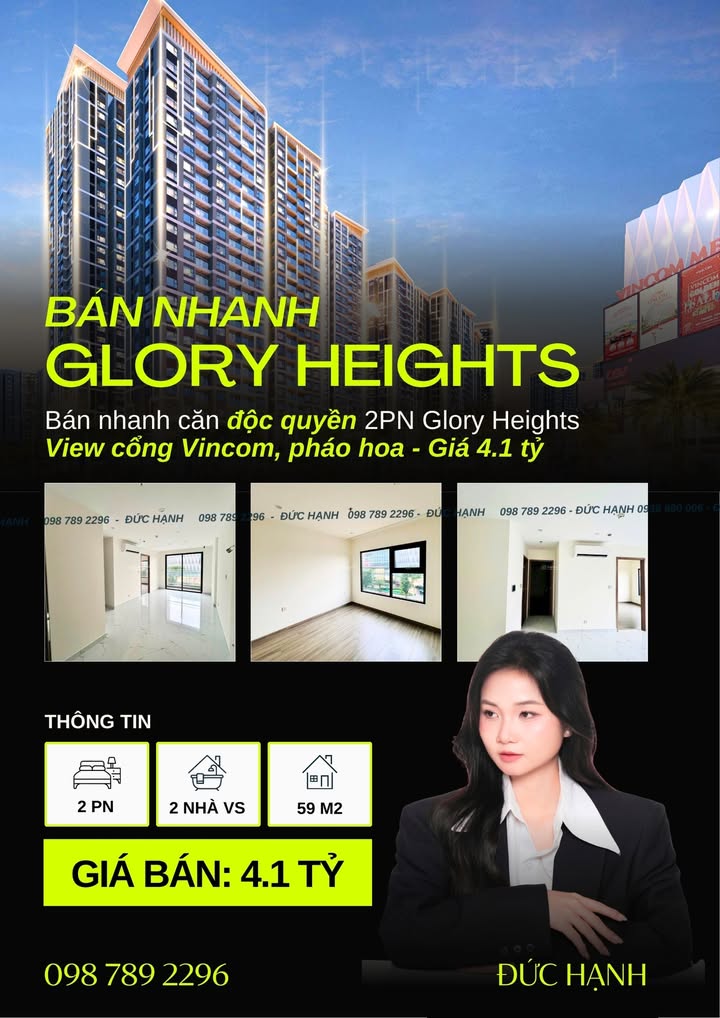 Căn hộ 2PN Glory Heights An Phú 59m² giá 4.1 tỷ - Đối diện Vincom Mega Mall