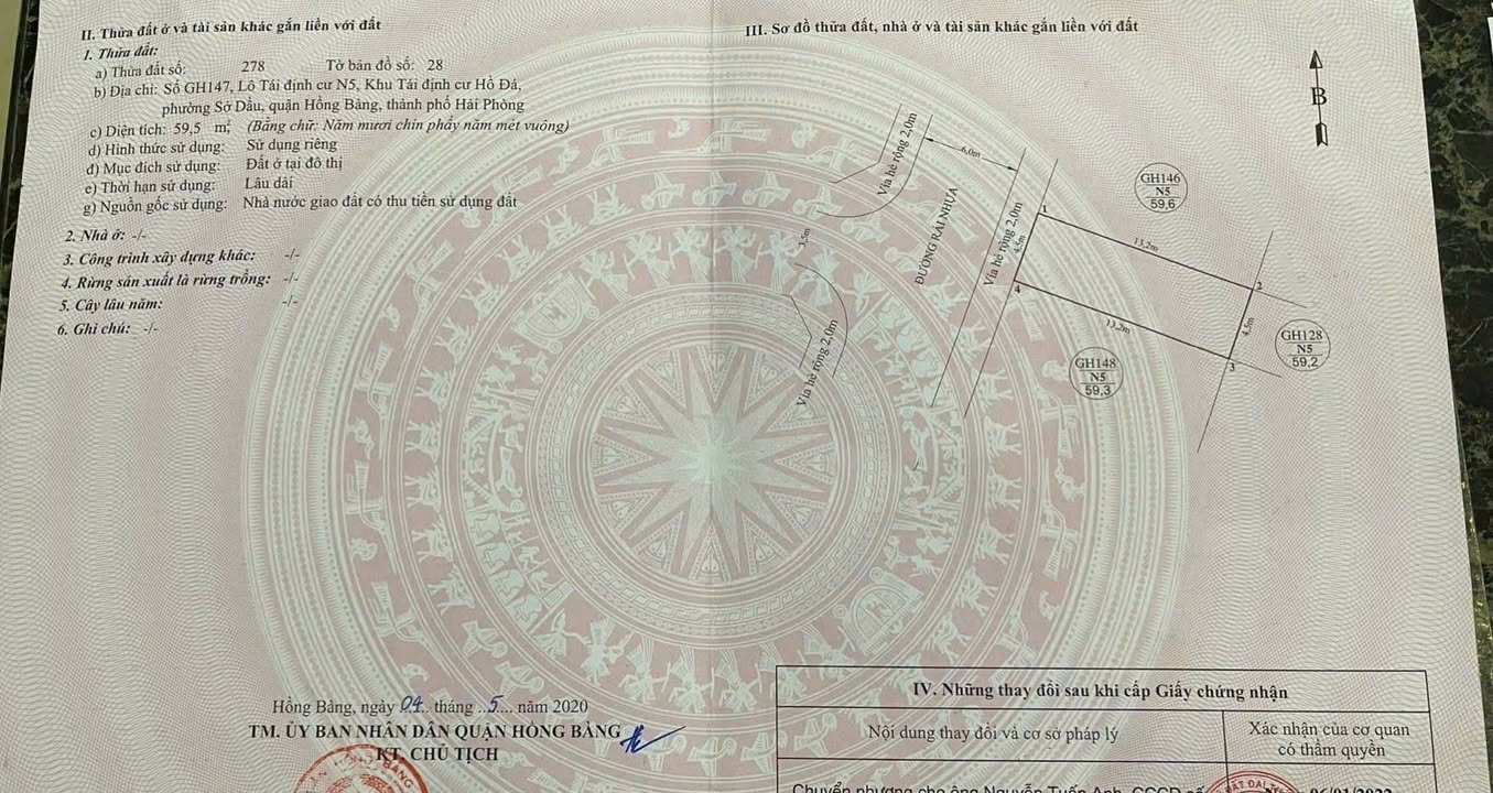 Nhà riêng Phường Sở Dầu, Quận Hồng Bàng, 59.5m² giá 3.5 tỷ - Đường ô tô đỗ cửa!