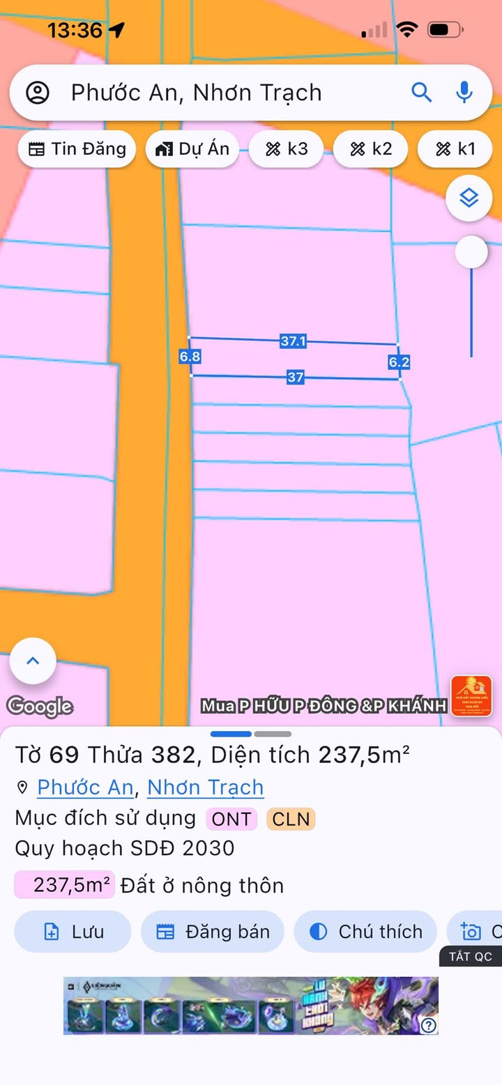 Đất thổ cư 237m² An Phước, Long Thành - Giá chỉ 1.8 tỷ, thương lượng trước Tết!