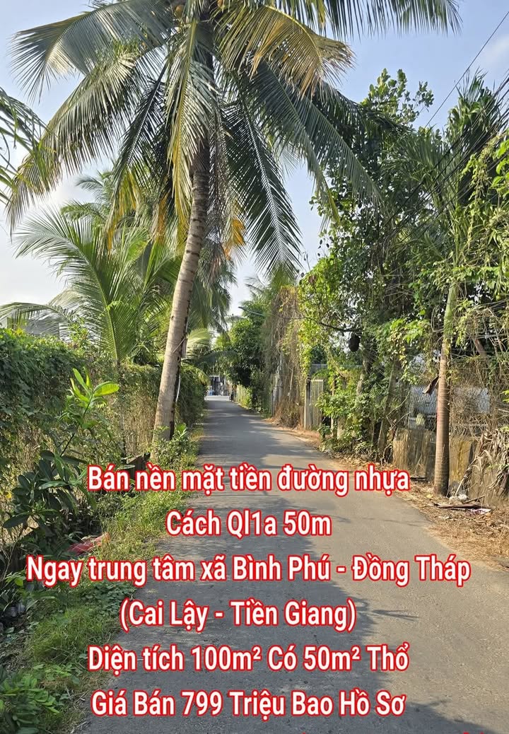 Đất nền mặt tiền đường nhựa xã Bình Phú, 100m² giá 799 triệu - Đầu tư sinh lời ngay!
