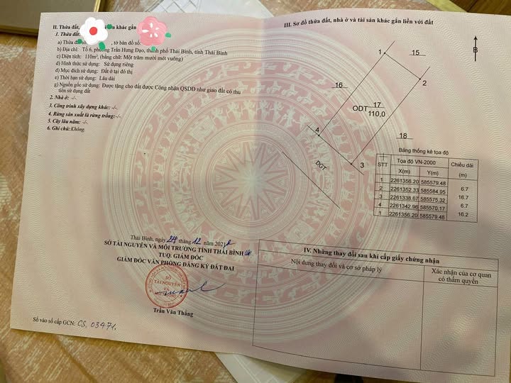 Lô đất Trần Hưng Đạo, Thái Bình 110m² giá chỉ 3 tỷ - Đầu tư sinh lời ngay!