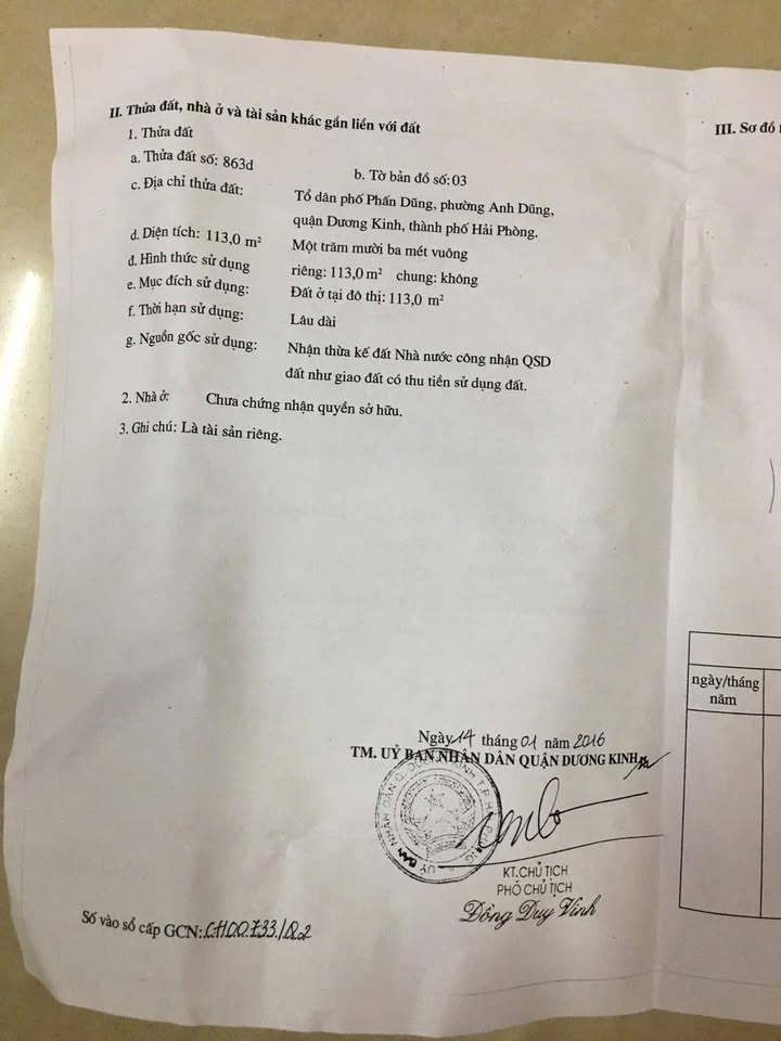 Lô đất mặt đường Phấn Dũng, Dương Kinh 113m² giá 4.9 tỷ - Đầu tư kinh doanh lý tưởng!