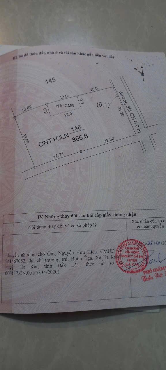 Đất nền mặt tiền đường bê tông tại xã Ea Đar 810m² giá 11.3 tỷ - Cơ hội đầu tư hấp dẫn!