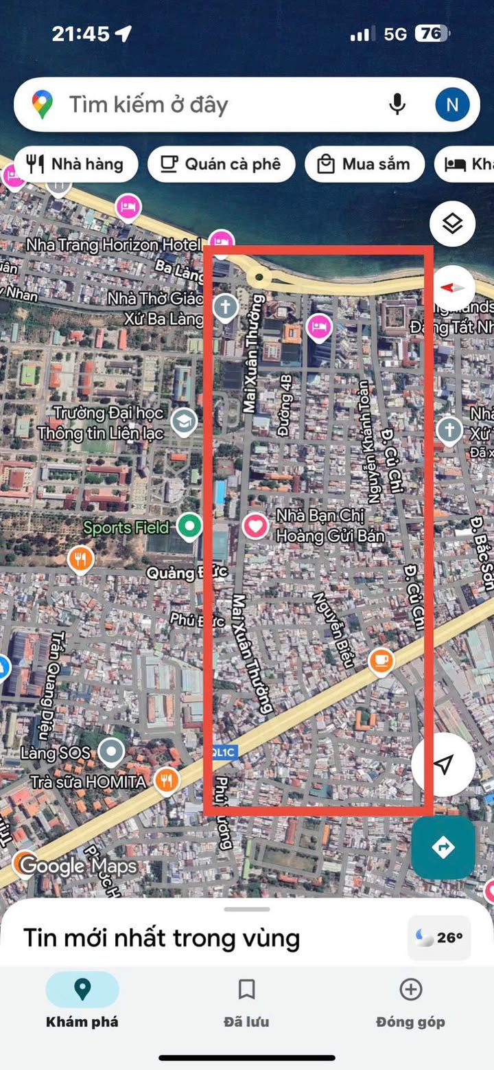 Lô đất góc 2 mặt tiền hẻm ô tô đường 2/4 Vĩnh Hải 60.1m² - Sổ hồng chính chủ