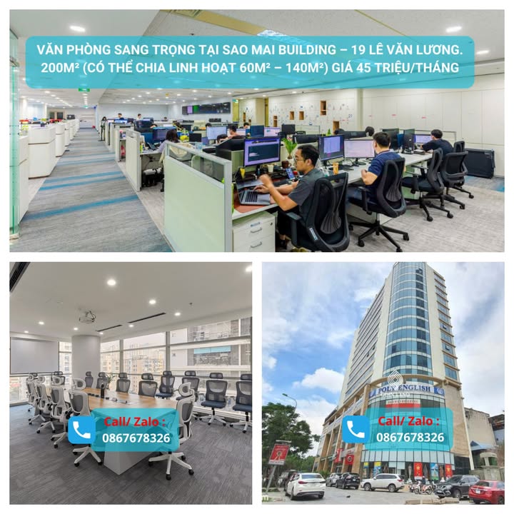 Văn phòng cho thuê ở Sao Mai Building, 200m² giá 45 triệu - Full nội thất sang trọng!