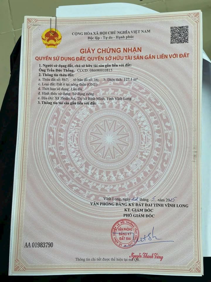 Đất nền 144m² Lộ 910, Thị xã Bình Minh - Chỉ 1,3 tỷ chính chủ!