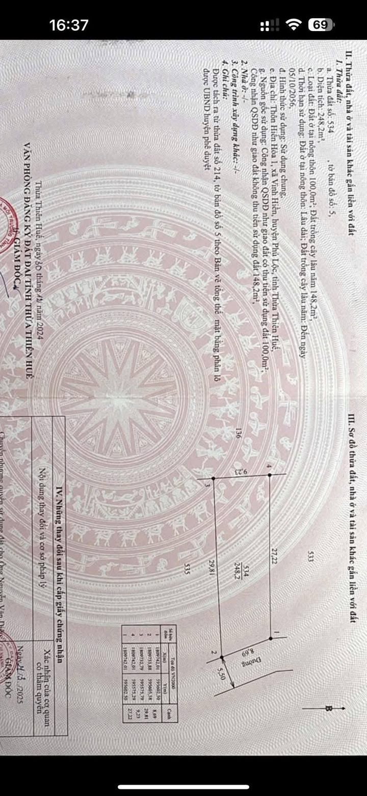 Đất nền Hiền Hoà 1, Vinh Hiền 248m² - Hướng Đông tài lộc, giá chỉ 400 triệu!