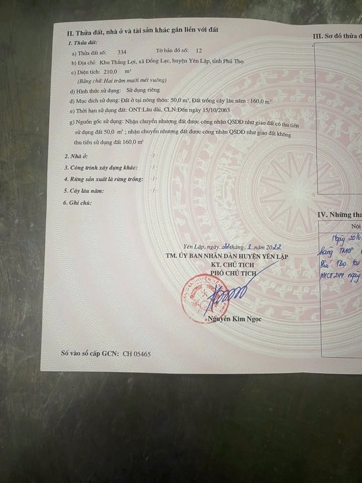 Đất thổ cư 210m² tại Đồng Lạc, Yên Lập, Phú Thọ - Chính chủ bán gấp!