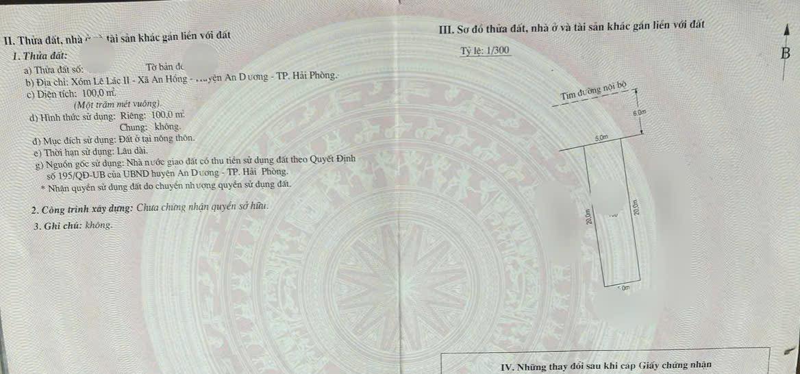 Đất nền 100m² tại Chung cư Uỷ ban A1, An Hồng, Hải Phòng - Vị trí đẹp, giá tốt!