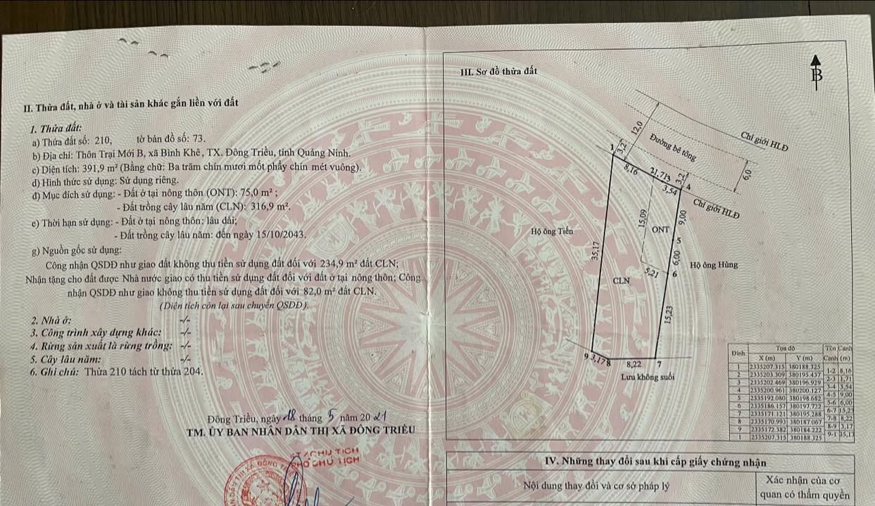 Đất nền khu Trại Mới B, Phường Bình Khê, 392m², Giá chỉ 1.2 tỷ - Cơ hội đầu tư tuyệt vời!