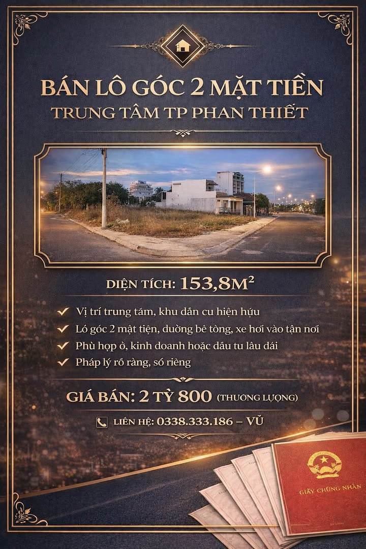 Đất nền 2 mặt tiền Phường Xuân An 153.8m² giá 2.8 tỷ - Đầu tư sinh lời ngay!