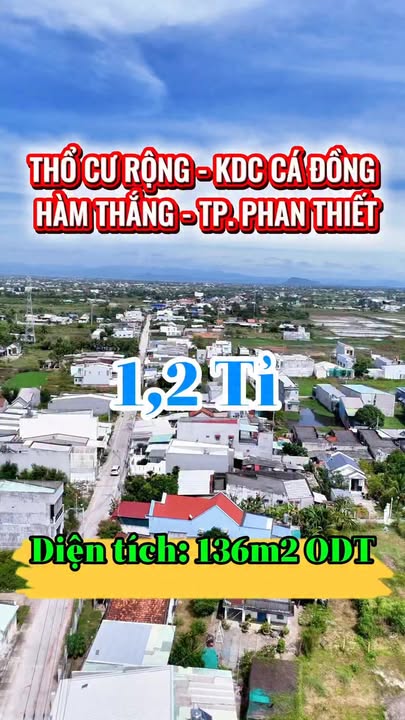 Đất thổ cư 136m² tại Trục chính Cá Đồng, Hàm Thắng, giá 1.2 tỷ - Đầu tư sinh lời!