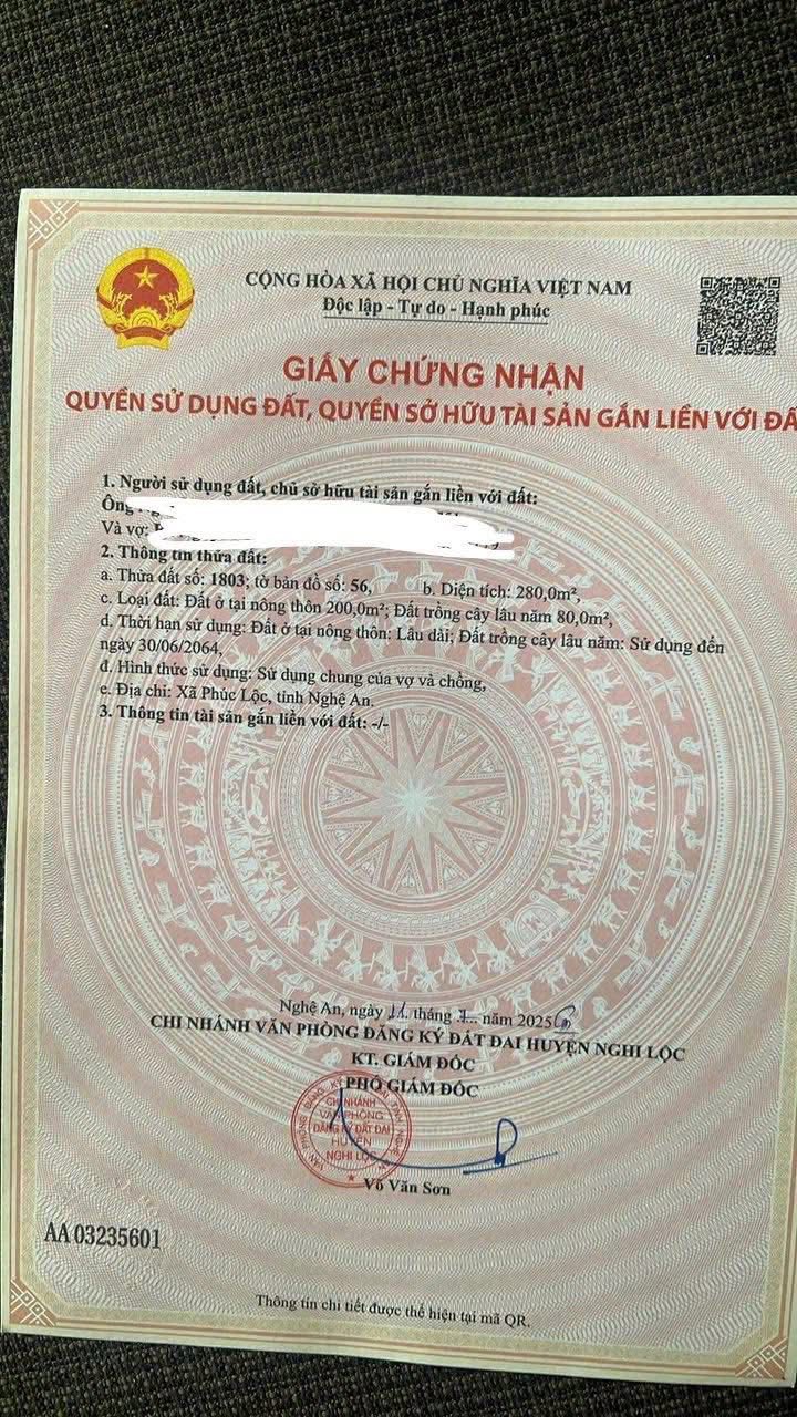 Đất nền Xóm 10, Xã Nghi Lâm, 280m² giá chỉ 2.52 tỷ - Cơ hội đầu tư tuyệt vời!