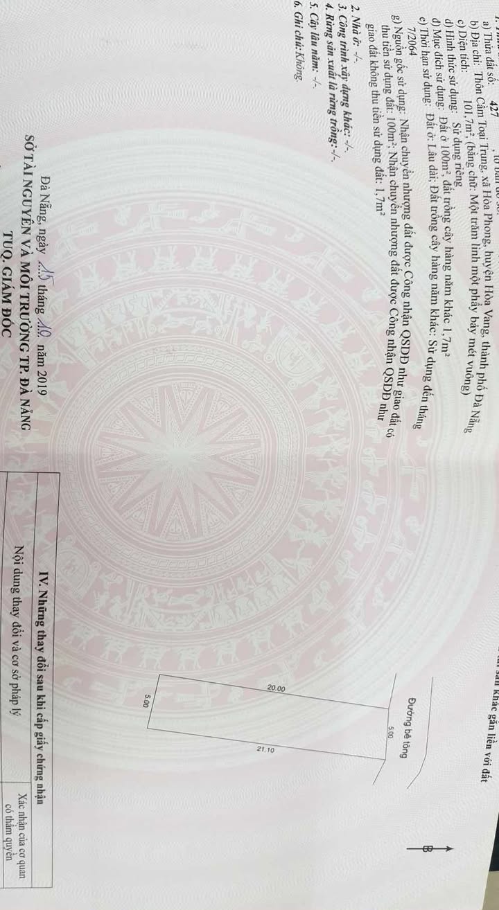 Đất nền Hòa Phong, Đà Nẵng 102m² giá 9xx triệu - Khu vực yên tĩnh, thuận tiện!