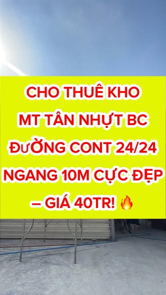 Kho cho thuê Tân Nhựt BC 450m² giá 40 triệu - Vào làm ngay!