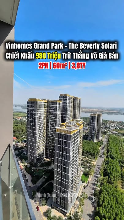 Căn hộ 2PN Vinhomes Grand Park 60m² giá 3,8 tỷ - View sông hiếm có!