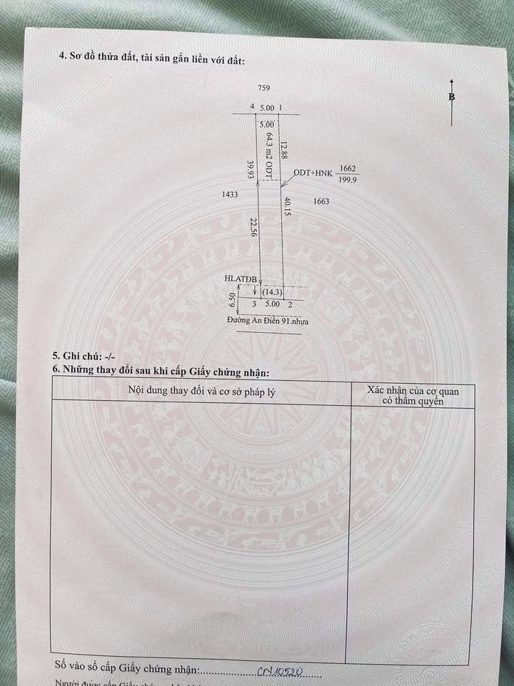 Đất thổ cư 64m² đường nhựa An Điền - Giá 1.7 tỷ, đầu tư sinh lời!