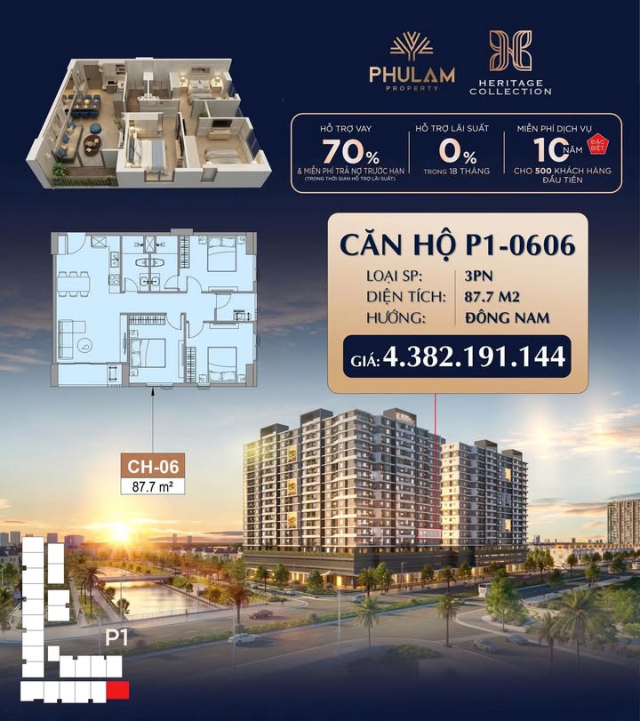 Căn hộ 3PN Vinh Heritage Collection 87.7m² giá chỉ 4.38 tỷ - Cơ hội đầu tư hấp dẫn!