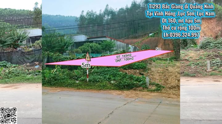 Đất nền Vĩnh Hồng, Lục Nam 164m² giá 1 tỷ - Mặt tiền kinh doanh tốt!