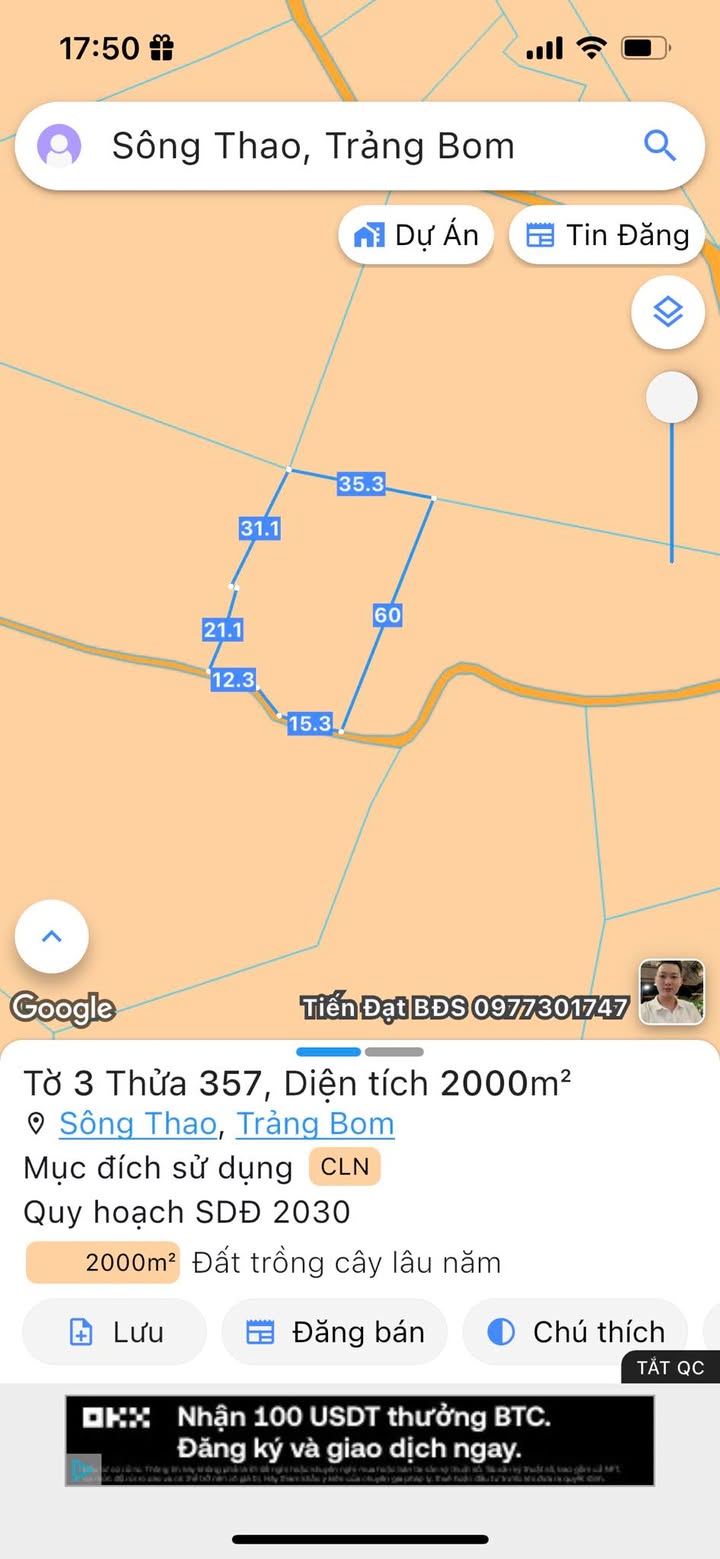 Đất nền 720m² tại xã Sông Thao, huyện Trảng Bom giá 1 tỷ - Cơ hội đầu tư tuyệt vời!