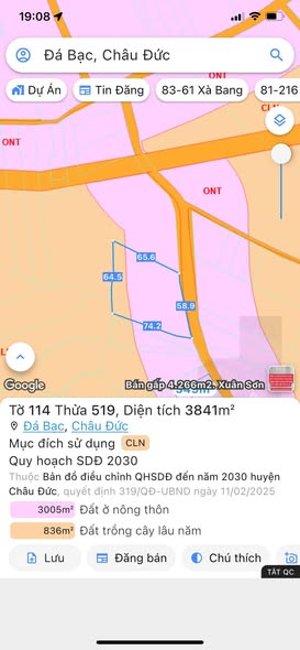 Đất nền Nghĩa Thành, Châu Đức 3840m² giá 5.31 tỷ - Cơ hội đầu tư hấp dẫn!