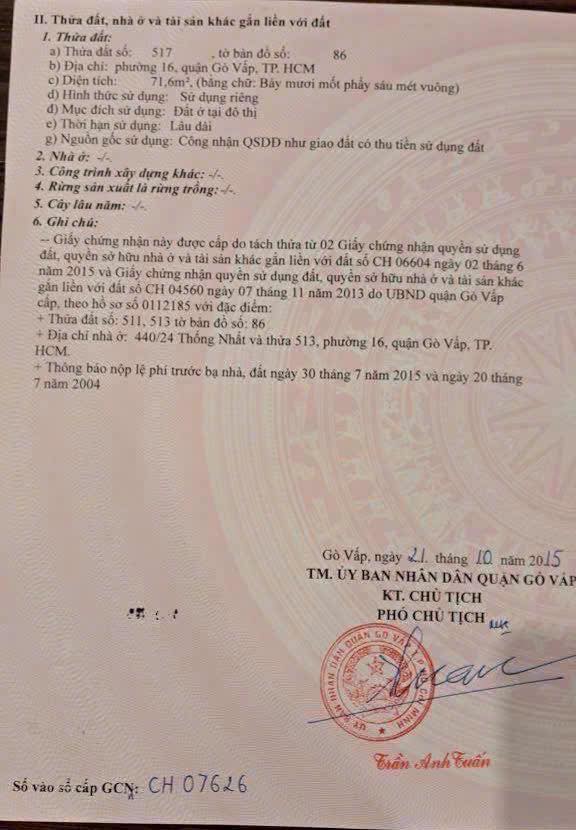 Đất nền Gò Vấp 71.6m² giá 6.9 tỷ - Cơ hội đầu tư hiếm có!