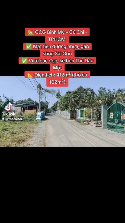 Đất nền CCG Bình Mỹ Củ Chi 412m² giá tốt - Vị trí đắc địa gần sông Sài Gòn!