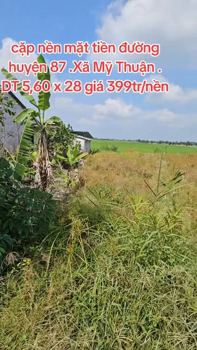 Đất nền tại xã Mỹ Thuận, Vĩnh Long 166m² giá 399 triệu - Sổ hồng chính chủ sẵn sàng giao dịch!