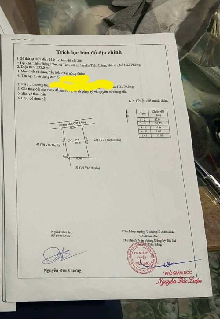 Đất thổ cư Tiên Minh, Tiên Lãng 235m² giá chỉ 1.41 tỷ - Đường ô tô vào tận nơi!