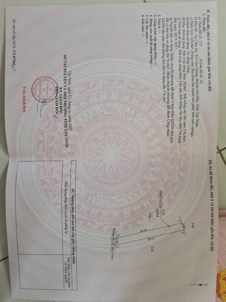 Đất thổ cư 225m² Gò Dầu, Tây Ninh giá 495 triệu - Xây dựng tự do!