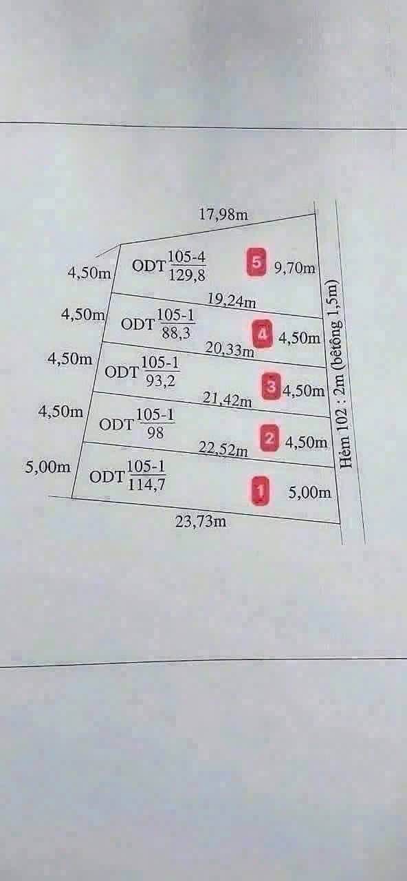 Đất thổ cư hẻm 102 Trần Minh Châu, Tân An 90m² giá chỉ 430 triệu - Cơ hội đầu tư tốt!