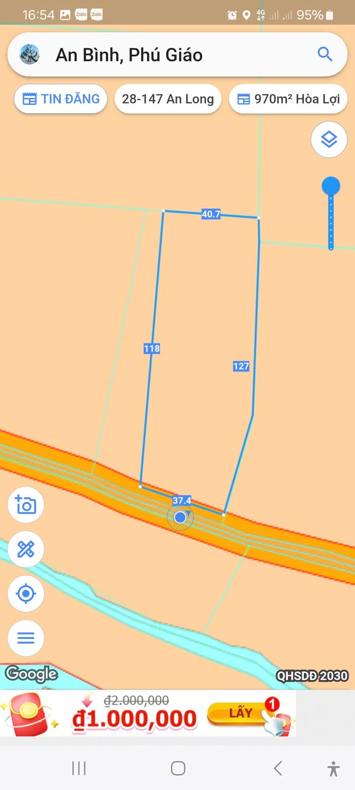 Đất nền Xã Phước Hòa, Huyện Phú Giáo, 6000m² - Giá chỉ 1 tỷ!