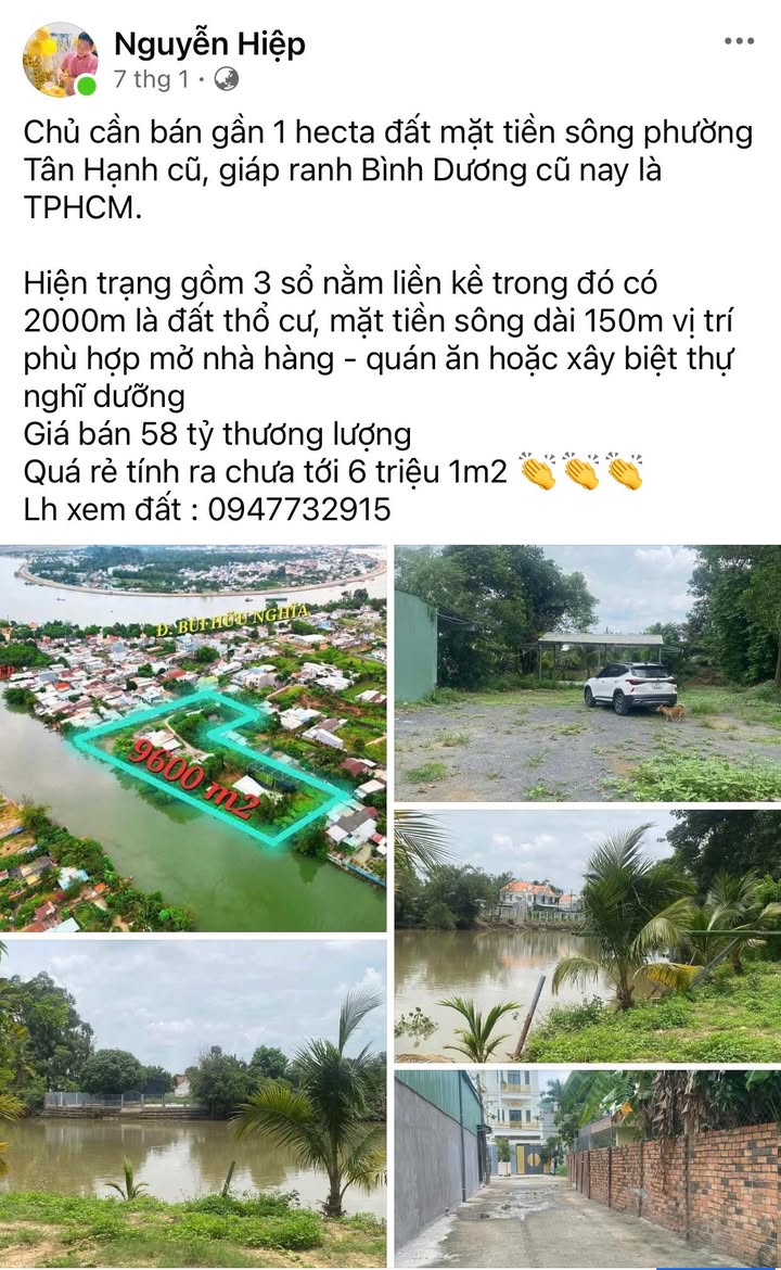 Đất nền phường Tân Hạnh 9600m² giá 55 tỷ - Cần bán gấp trước Tết!