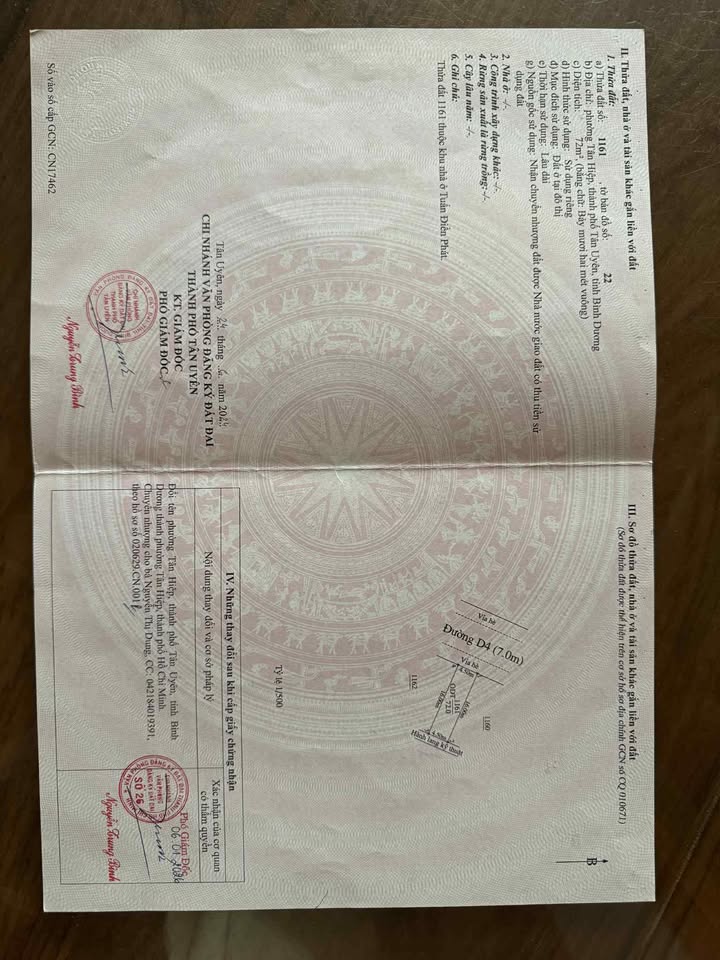 Đất nền Tân Hiệp, Tân Uyên 72m² giá 1.5 tỷ - Pháp lý rõ ràng, đầu tư sinh lời!