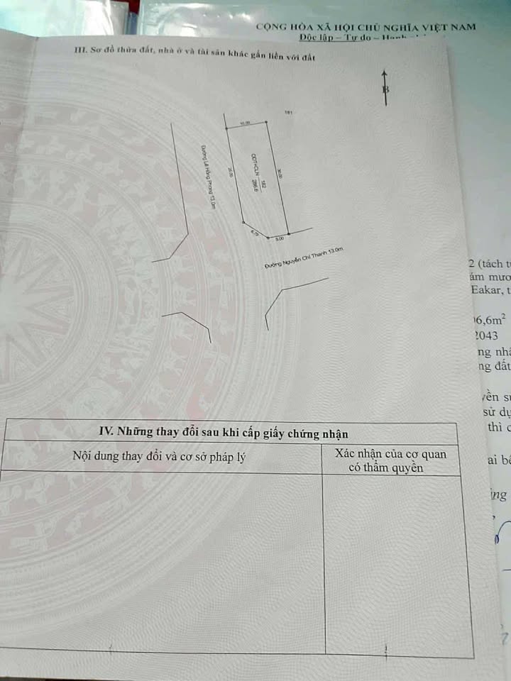 Đất nền Huyện Ea Kar 300m² giá 6.6 tỷ - Mặt tiền đường Nguyên Chí Thanh