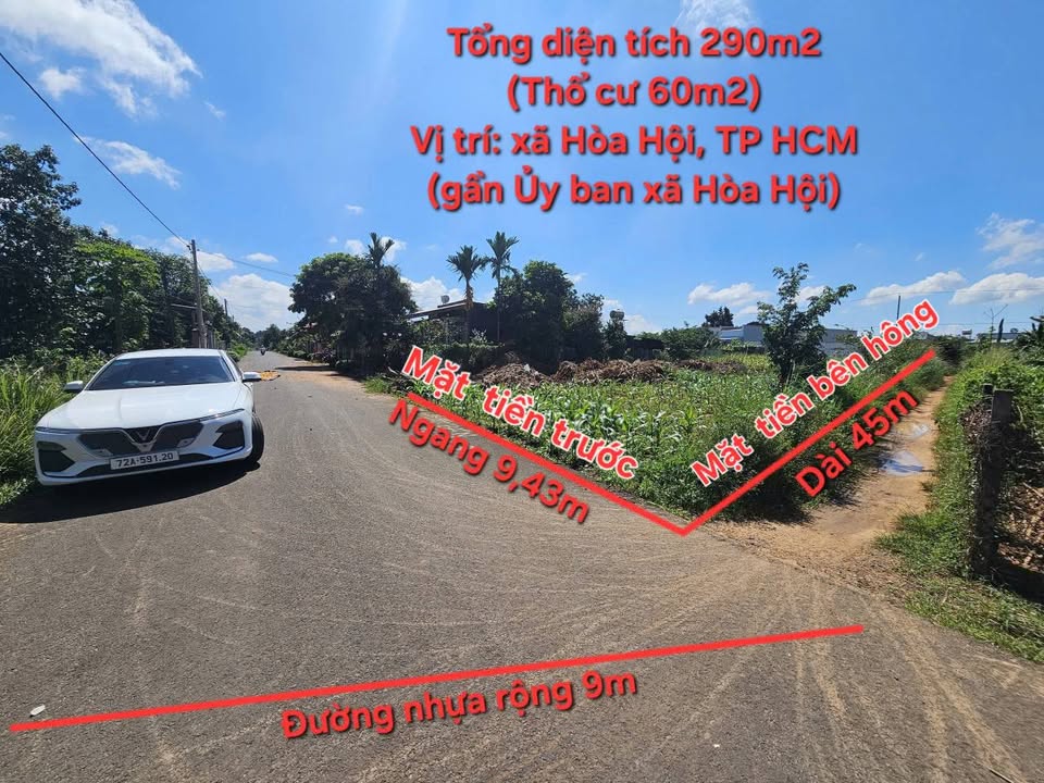 Lô đất 2 mặt tiền Tân Biên 289m² chỉ 600 triệu - Giá cực tốt!