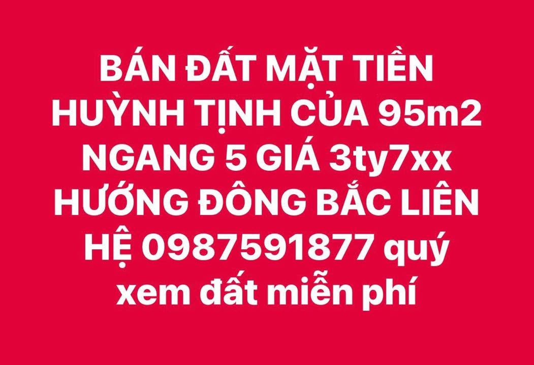 Đất mặt tiền Huỳnh Tịnh Của, Quy Nhơn 95m² giá 3.7 tỷ - Đầu tư sinh lời ngay!