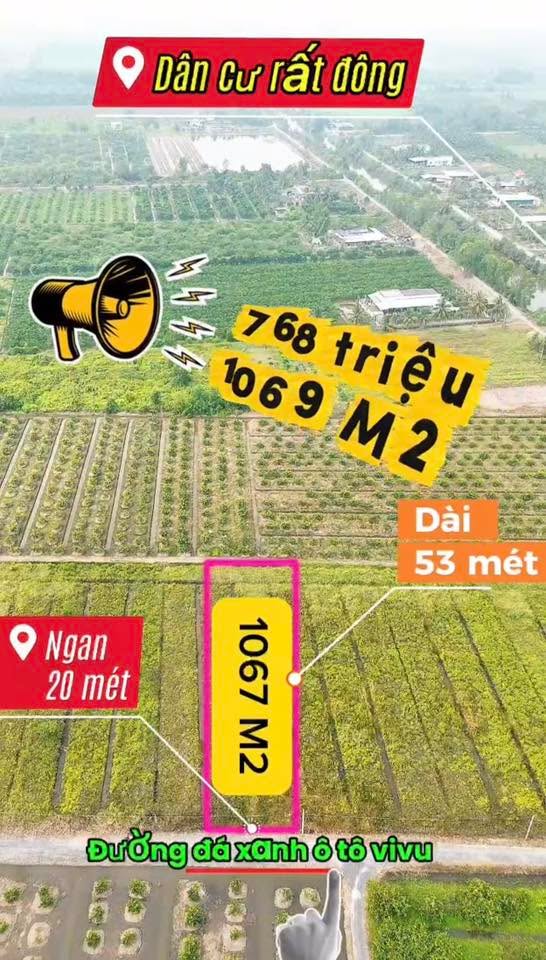 Đất nền Thủ Thừa Long An 1069m² giá 768 triệu - Cơ hội đầu tư sinh lời!